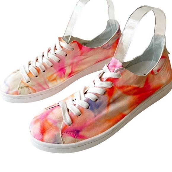 SCHUTZ Ofelia Tie-Dye Leather Sneakers Casual Size 7.5 - Picture 1 of 10